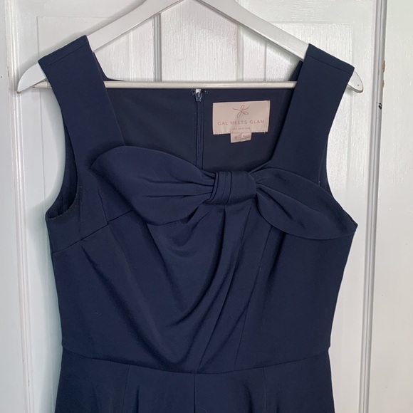 Gal Meets Glam Zoe Bow Fit and Flare Navy Blue Dress W-872 Sz 8 - Picture 5 of 10